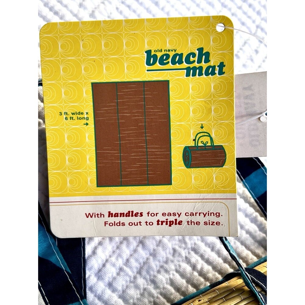 NWT Y2K Old Navy Woven Beach Mat Roll Up Picnic Pool Camping Straw Portable 3x6f - Picture 6 of 8